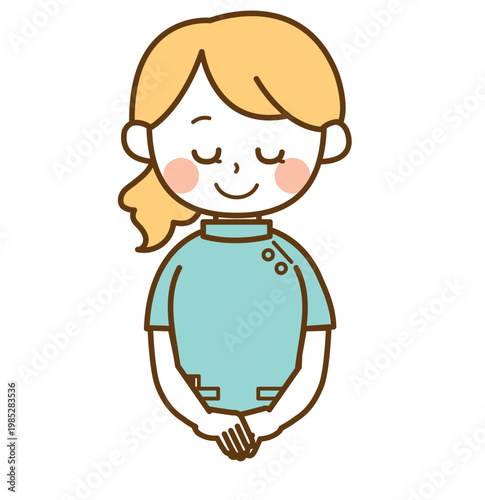 お辞儀をしている薬剤師の女性のイラスト