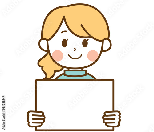 メッセージボードを持っている薬剤師の女性のイラスト