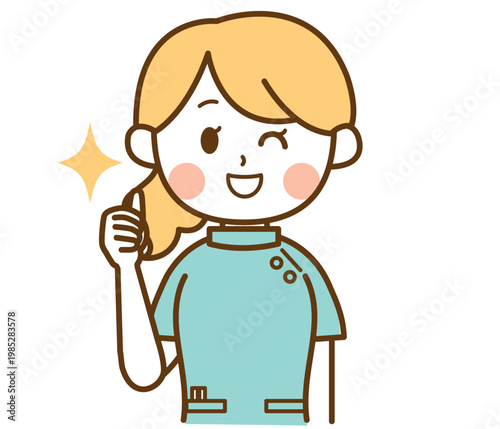 いいねをしている薬剤師の女性のイラスト