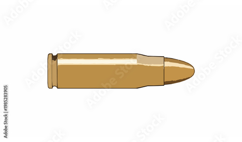 Minimal flat golden bullet cartridge vector icon isolated on white clean modern ammunition design