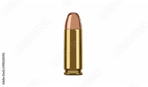 Realistic golden bullet cartridge vector isolated on white background detailed metallic ammunition illustration