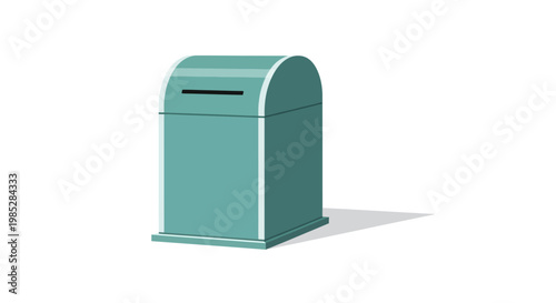 Teal Retro Mailbox Casting Shadow