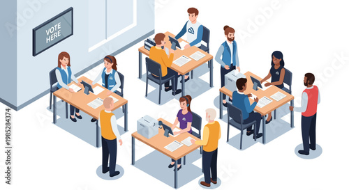 Voters Casting Ballots At Polling Stations