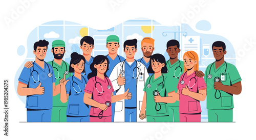 Diverse Group Of Healthcare Professionals Standing Together