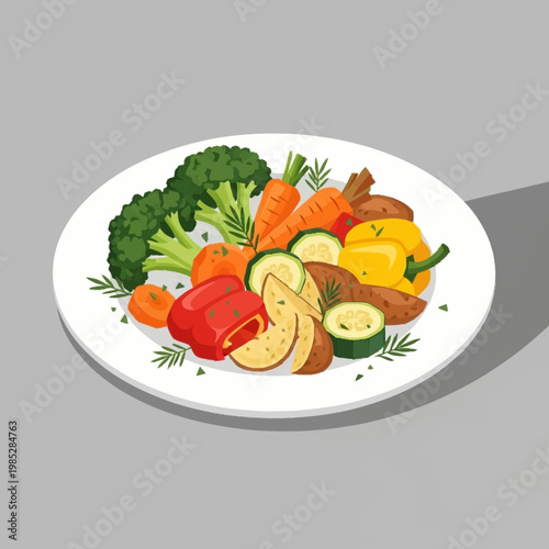 A plate of colorful fresh vegetables.