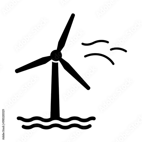 Wind Turbine Icon with Water Ripple Effect