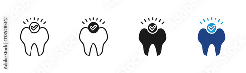 Tooth icon set multiple style collection