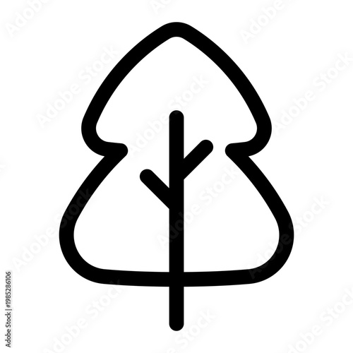 Pine Tree Black Outline Icon, Evergreen Conifer Symbol, Forest Nature Green Park Tree, Christmas Tree Vector Illustration