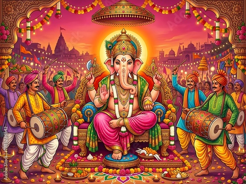 Lord Ganesha Statue During Ganesh Chaturthi Festival Procession