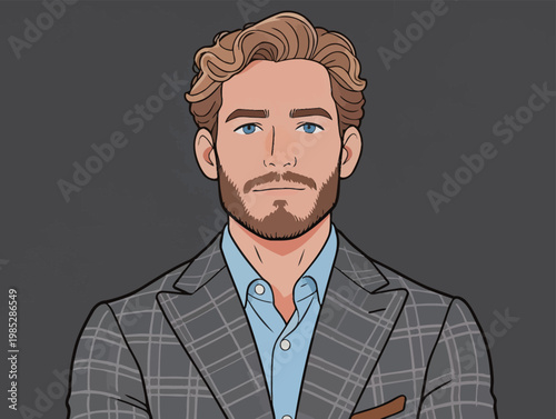 Illustrated Portrait of a Stylish Mature Man