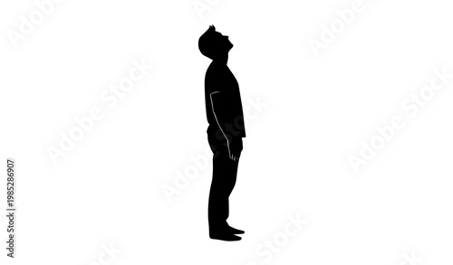 Man looking up silhouette side view vector isolated on white background