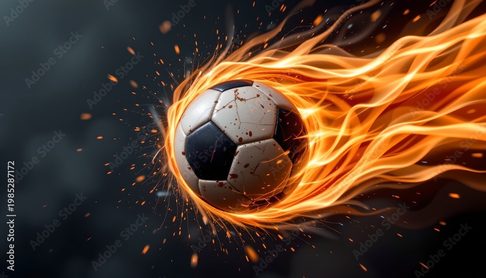 Fototapeta premium Soccer Ball Flames Speed and Energy