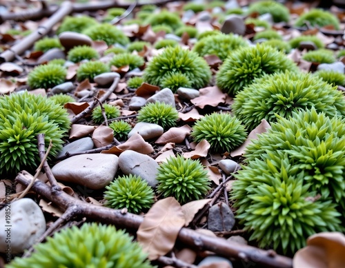 Serene Forest Floor with Vibrant Green Moss and Natural Light