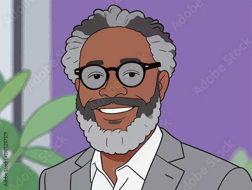 Handsome Bearded Man in Plaid Suit Illustration