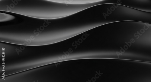 Smooth Flowing Black and Grey Abstract Waves with Elegant Curves