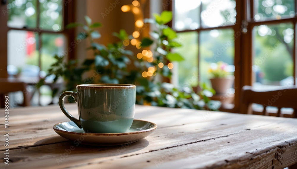 Obraz premium Cozy Coffee Moment with Vibrant Mug and Soft Lighting
