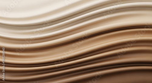 Elegant Wavy Swirls of Creamy Beige and Brown Tones Abstract Background