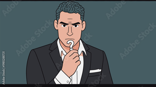 Stylish Bearded Man with Plaid Suit Illustration