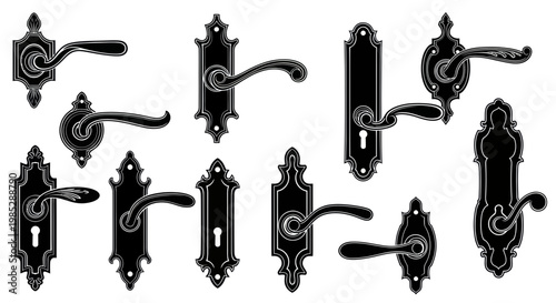 Quadro su tela Vintage Door Handles Collection - Ornate Antique Hardware Illustrations