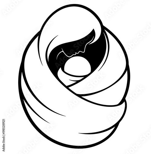 Minimalist Yin Yang Symbol in Black and White