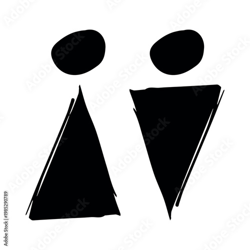 Hand drawn female and male gender identity sign Girls and boys Man and woman pictogram Lady and gentleman for restroom, toilet, washroom, lavatory, closet, WC, bathroom, door sticker