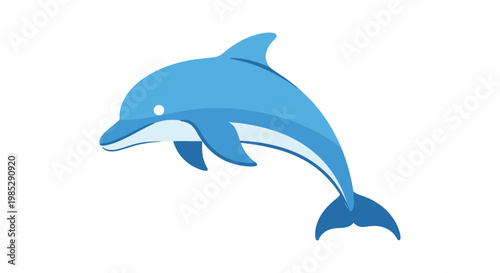 A blue dolphin jumping out of water.