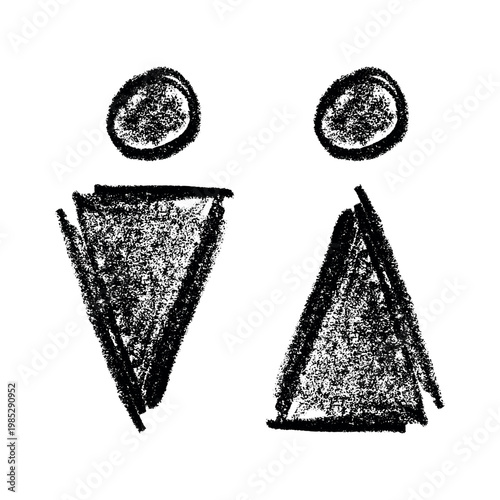 Hand drawn female and male gender identity sign Girls and boys Man and woman pictogram Lady and gentleman for restroom, toilet, washroom, lavatory, closet, WC, bathroom, door sticker