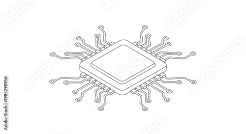 A microchip with many connections.