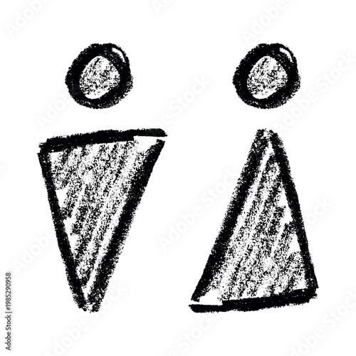 Hand drawn female and male gender identity sign Girls and boys Man and woman pictogram Lady and gentleman for restroom, toilet, washroom, lavatory, closet, WC, bathroom, door sticker