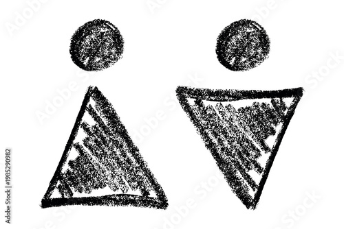 Hand drawn female and male gender identity sign Girls and boys Man and woman pictogram Lady and gentleman for restroom, toilet, washroom, lavatory, closet, WC, bathroom, door sticker