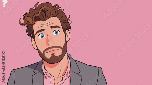 Red-haired boy with casual gray t-shirt illustration