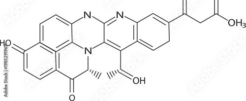 Detailed chemical structure of chlorophyll a molecule with functional groups and bonds