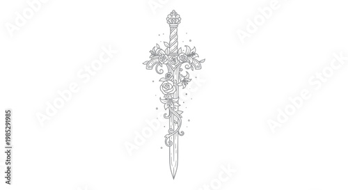 Fantasy Sword with Floral Embellishments