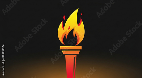 Vibrant torch with yellow and orange flames on a dark background symbolizing hope and guidance