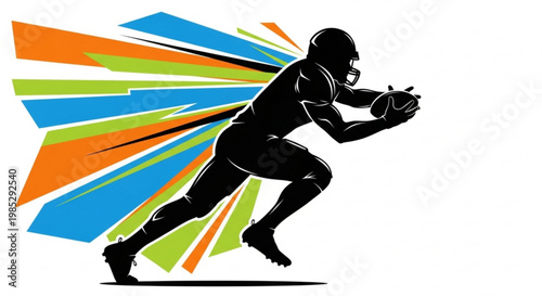American football player running with ball dynamic motion colorful abstract background sports illustration