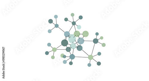 Abstract interconnected network of green and blue nodes