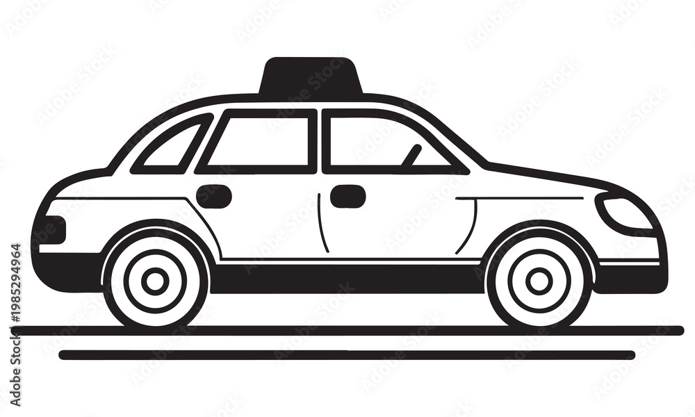 Fototapeta premium Taxi Car Outline Silhouette City Transport Icon