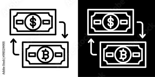 Currency Exchange Icon Set White Style Collection