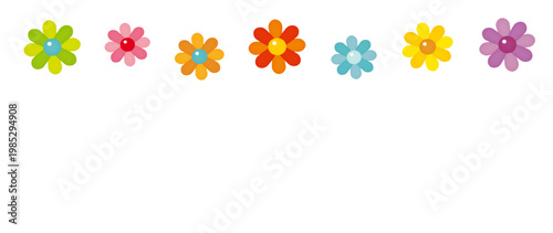 カラフルな花のイラスト背景素材|デコレーション向け素材/Colorful flower illustration background material