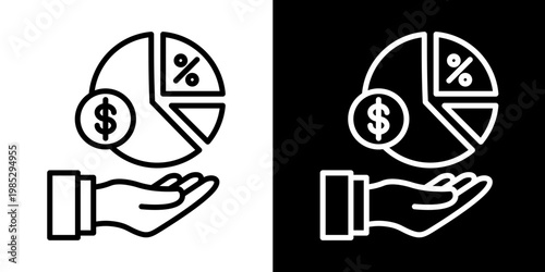 Financial Distribution Icon Set White Style Collection