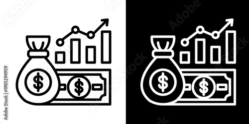 Revenue Increase Icon Set White Style Collection