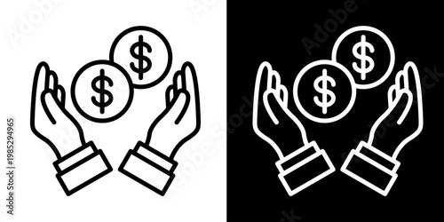 Financial Support Icon Set White Style Collection