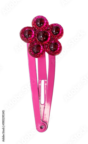 Pink Plastic Flower Hair Clip on a Transparent Background PNG 