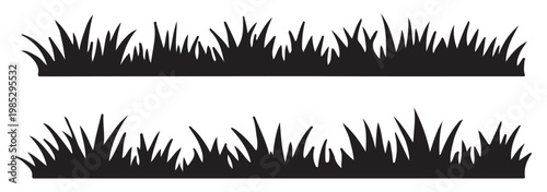 Set of grass silhouette vector icons with seed heads, natural plant design, landscaping, botanical illustration, gardening, nature, black art.