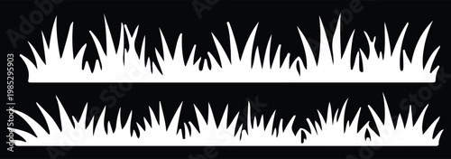 Set of grass silhouette vector icons with seed heads, natural plant design, landscaping, botanical illustration, gardening, nature, black art.