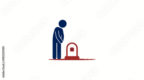 Mourner Standing by a Gravestone Silhouette