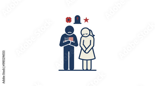 Mourning Couple Remembering Military Sacrifice