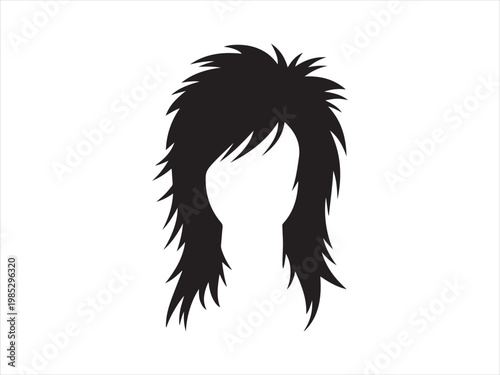 Messy Shaggy Hair Silhouette, Modern female shag haircut silhouette vector isolated on white background