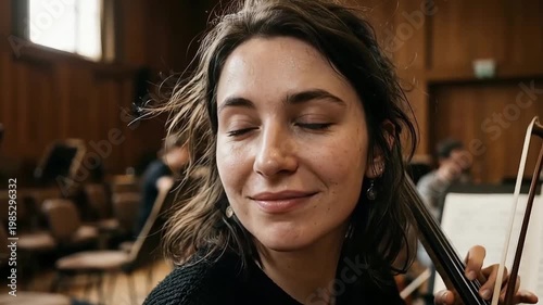 Close-up Portrait of a Woman with Eyes Closed in Soft Lighting