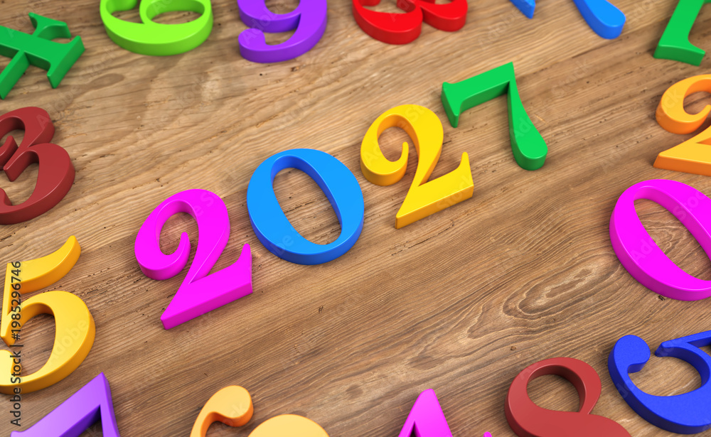 Fototapeta premium New Year 2027 Creative Design Concept - 3D Rendered Image